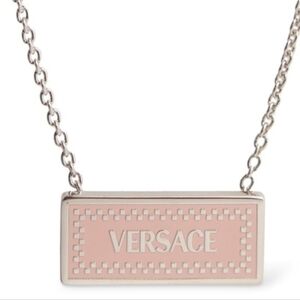 Versace Pink Logo Bar Necklace / Brand New